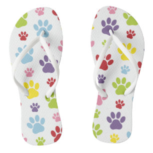 Colourful Paws, Paw Pattern, Dog Paws, Paw Prints Thongs