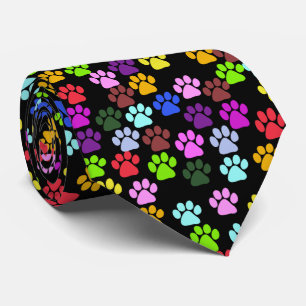 Colourful Paws, Paw Pattern, Dog Paws, Paw Prints Tie