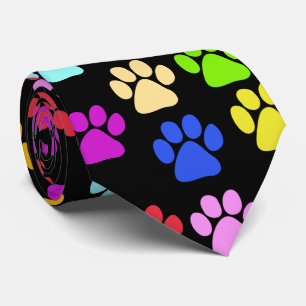 Colourful Paws, Paw Pattern, Dog Paws, Paw Prints Tie