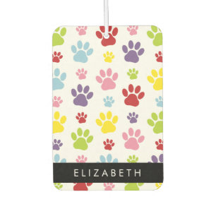 Colourful Paws, Paw Pattern, Dog Paws, Your Name Car Air Freshener