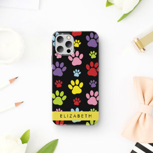 Colourful Paws, Paw Pattern, Dog Paws, Your Name iPhone 16 Case