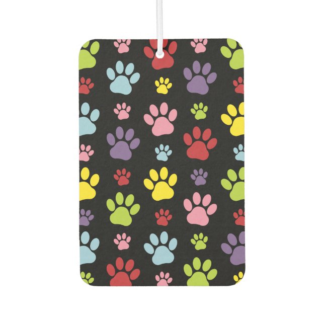 Colourful Paws, Paw Pattern, Paw Prints, Dog Paws Car Air Freshener (Front)