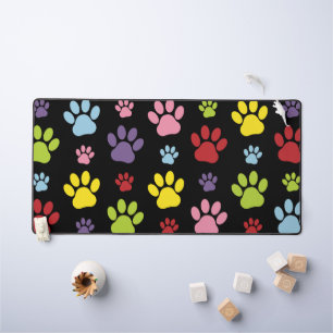 Colourful Paws, Paw Pattern, Paw Prints, Dog Paws Desk Mat
