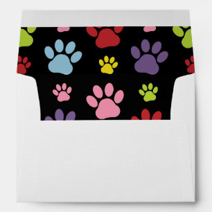 Colourful Paws, Paw Pattern, Paw Prints, Dog Paws Envelope