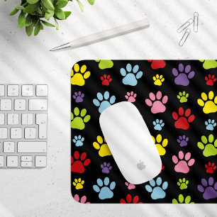 Colourful Paws, Paw Pattern, Paw Prints, Dog Paws Mouse Pad