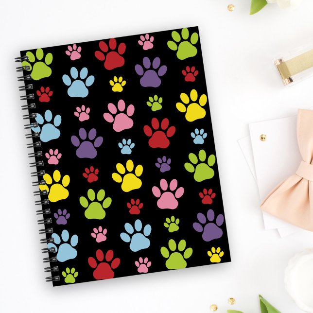Colourful Paws, Paw Pattern, Paw Prints, Dog Paws Notebook (Creator Uploaded)