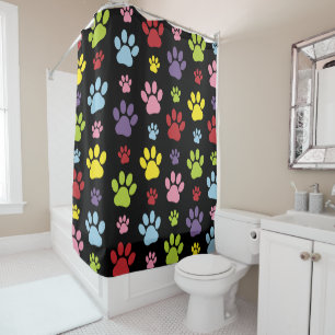 Colourful Paws, Paw Pattern, Paw Prints, Dog Paws Shower Curtain