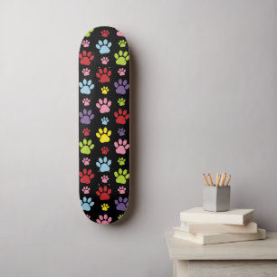 Colourful Paws, Paw Pattern, Paw Prints, Dog Paws Skateboard