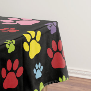 Colourful Paws, Paw Pattern, Paw Prints, Dog Paws Tablecloth