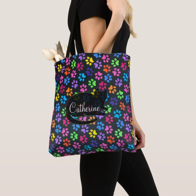 Colourful Paws Tote Bag (Close Up)