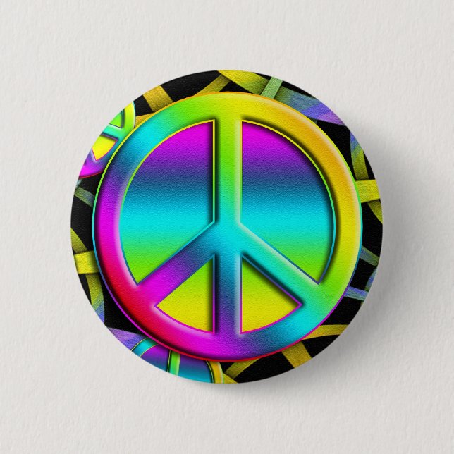 colourful PEACE 6 Cm Round Badge (Front)