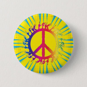 Colourful Peace and Love Button