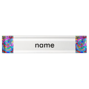 colourful peace and love nameplate
