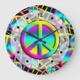 Colourful Peace - clock face transparent