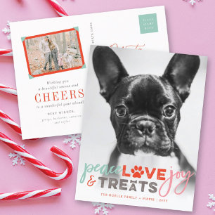 Colourful Peace Love Joy Treats Dog Lover Photo Pe Holiday Postcard