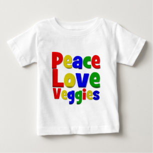 Colourful Peace Love Veggies Baby T-Shirt