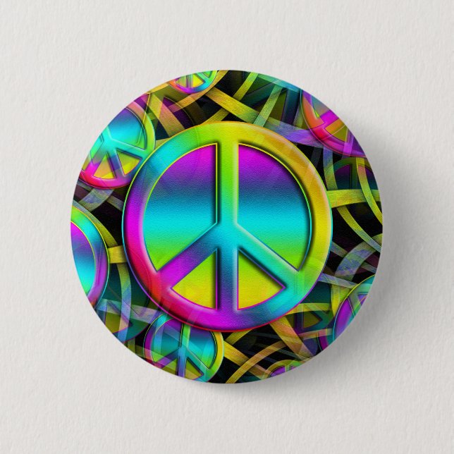 Colourful PEACE seamless pattern + your ideas 6 Cm Round Badge (Front)