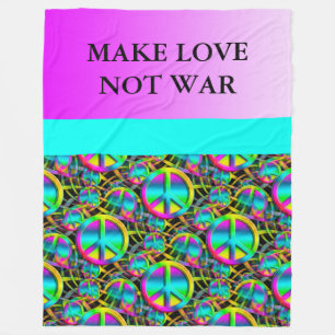 Colourful PEACE seamless pattern + your ideas Fleece Blanket