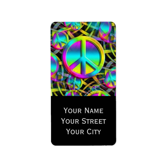 Colourful PEACE seamless pattern + your ideas Label (Front)