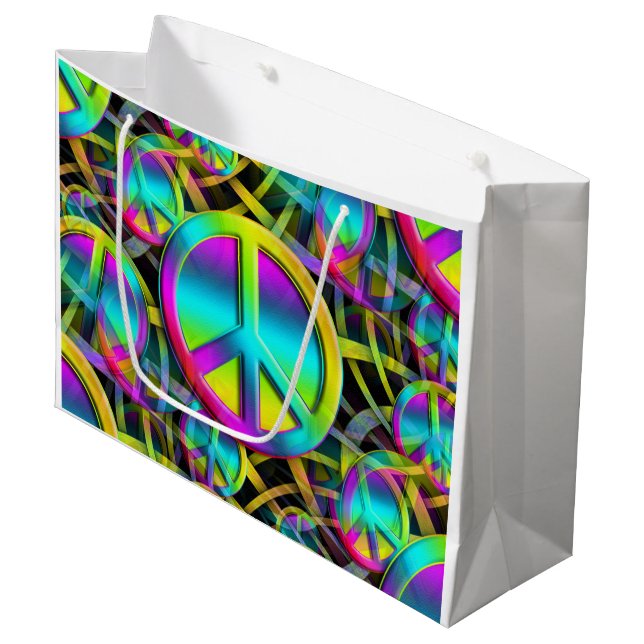 Colourful PEACE seamless pattern + your ideas Large Gift Bag (Front Angled)