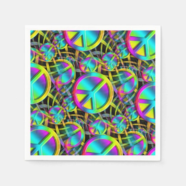 Colourful PEACE seamless pattern + your ideas Napkin (Front)