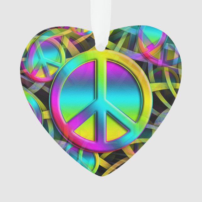 Colourful PEACE seamless pattern + your ideas Ornament (Front)