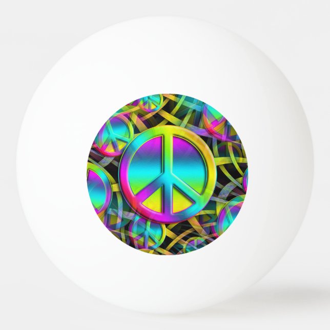 Colourful PEACE seamless pattern + your ideas Ping Pong Ball (Back)
