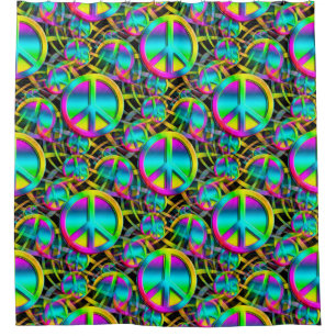 Colourful PEACE seamless pattern + your ideas Shower Curtain