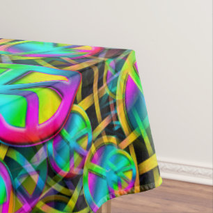 Colourful PEACE seamless pattern + your ideas Tablecloth