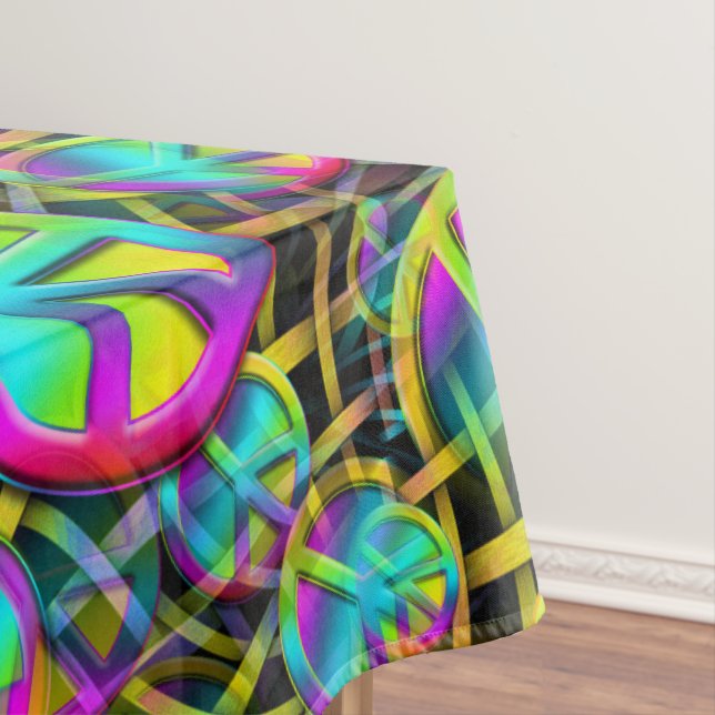 Colourful PEACE seamless pattern + your ideas Tablecloth (In Situ)