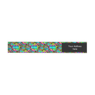Colourful PEACE seamless pattern + your ideas Wraparound Address Label