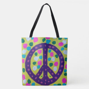 Colourful Peace Sign Acrylic Art  Tote Bag