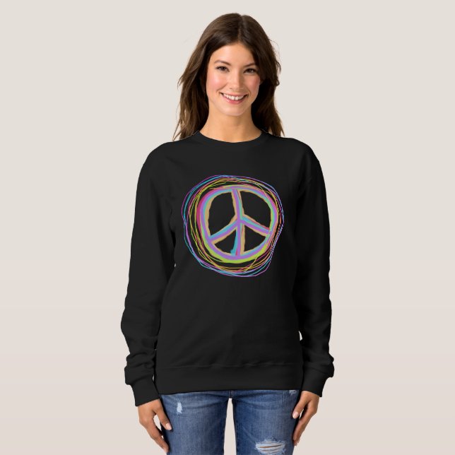 Colourful Peace Sign Art to Wear Sweatshirt (Front Full)
