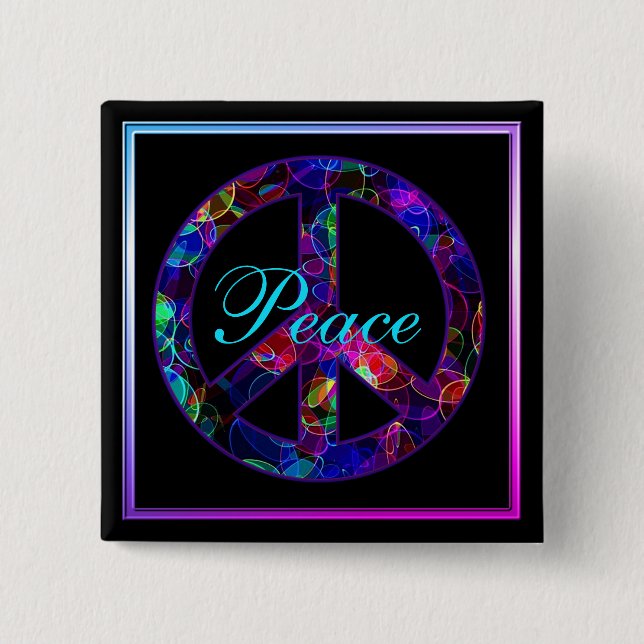 Colourful Peace Sign Button (Front)