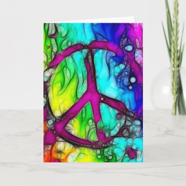 Colourful Peace Sign Card (Front)