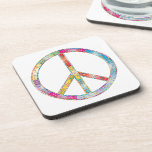 Colourful Peace Sign Coaster