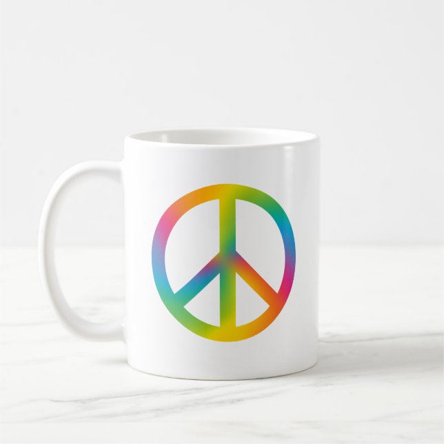 Colourful Peace Sign. Coffee Mug (Left)