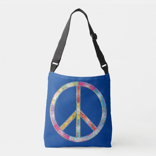 Colourful Peace Sign Crossbody Bag (Front)
