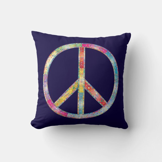 Colourful Peace Sign Cushion (Front)