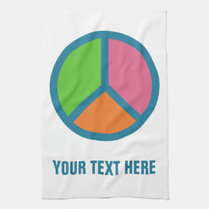 Colourful Peace Sign custom hand towel
