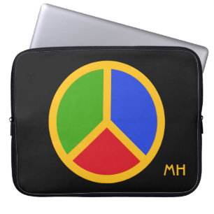 Colourful Peace Sign custom monogram laptop Sleeve