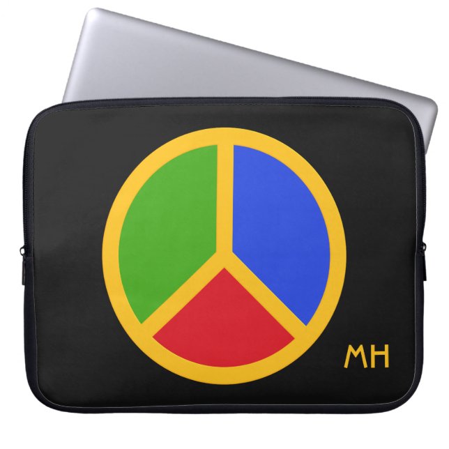 Colourful Peace Sign custom monogram laptop Sleeve (Front)