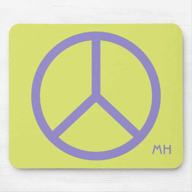 Colourful Peace Sign custom monogram mousepad (Front)