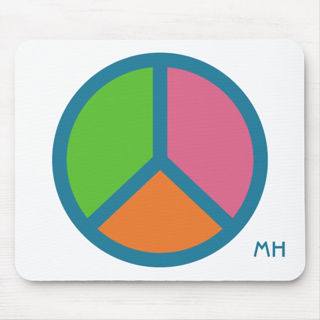 Colourful Peace Sign custom monogram mousepad (Front)