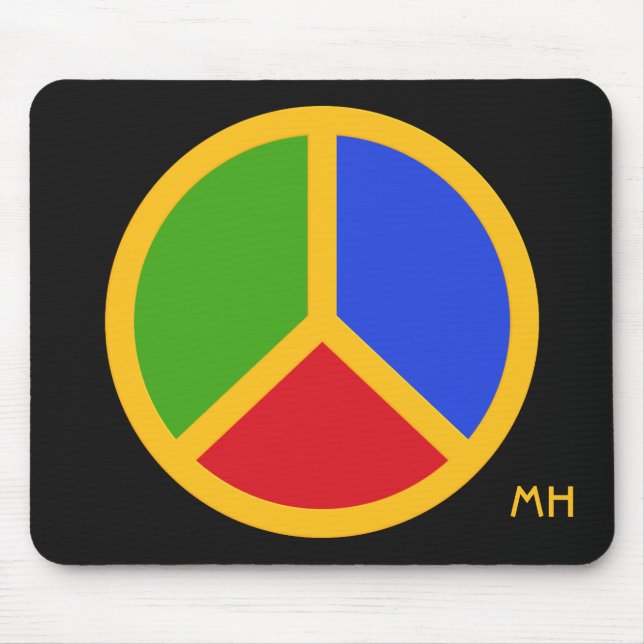 Colourful Peace Sign custom monogram mousepad (Front)