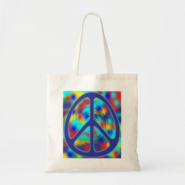 colourful peace sign design tote bag (Front)