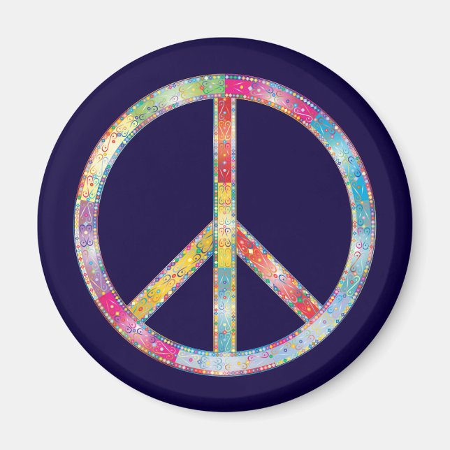 Colourful Peace Sign Magnet (Front)