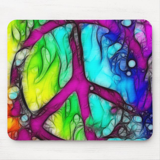 Colourful Peace Sign Mouse Pad (Front)