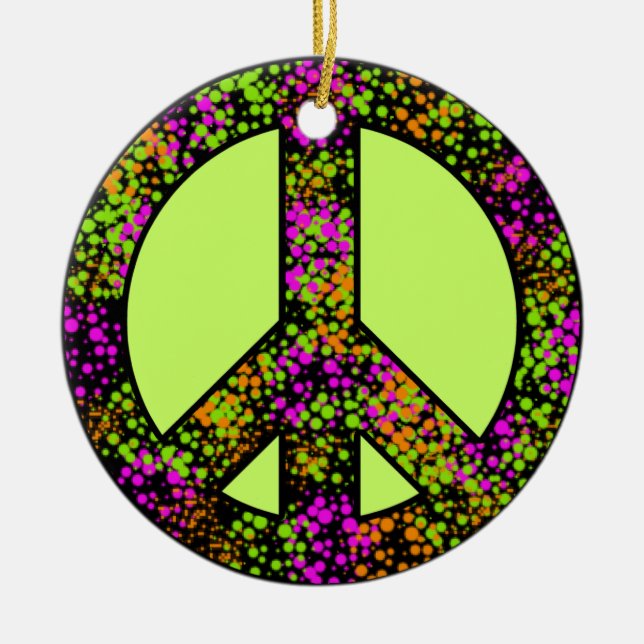 Colourful Peace Sign Ornament (Front)
