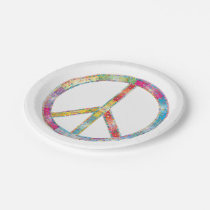 Colourful Peace Sign Paper Plate